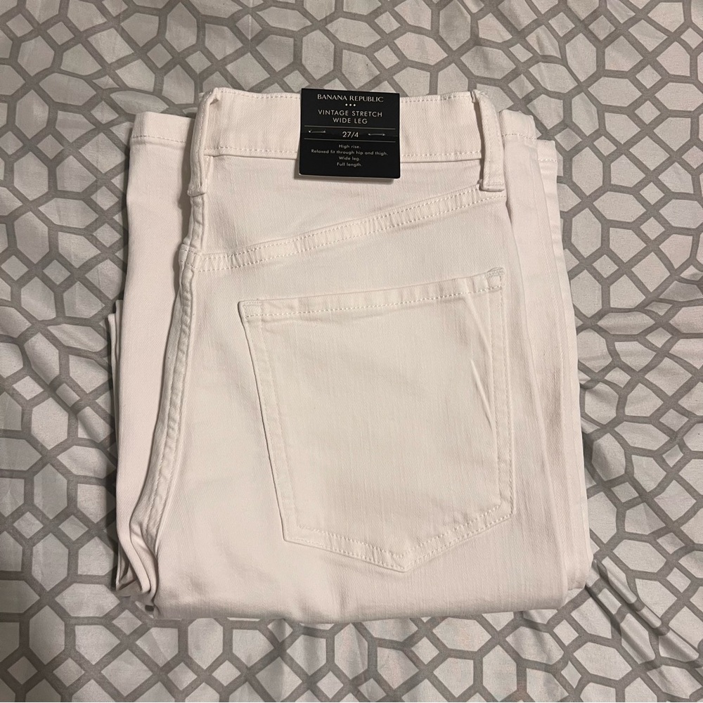 Banana Republic Vintage Stretch Wide Leg white jeans
